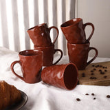 Ceramic Flowy Red Mug Set Of 6 - The Decor Mart