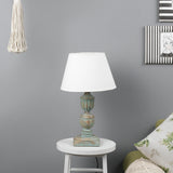 Distressed Aqua Table Lamp With Shade (Bulb Included) - The Decor Mart