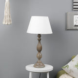 Distressed Antique Wood Table Lamp With Shade (Bulb Included) - The Decor Mart