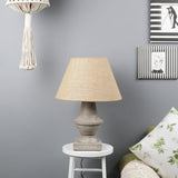 Distressed Pedestal Wood Table Lamp With Shade (Bulb Included) - The Decor Mart