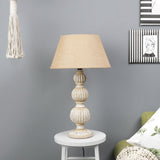 Distressed White Wood Table Lamp With Shade (Bulb Included) - The Decor Mart