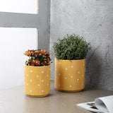 Ceramic Polka Dot Planter- Yellow (Set of 2) - The Decor Mart