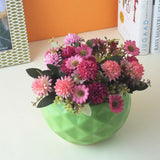 Round Textured Ceramic Planter- Green