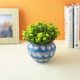 Worli Art Round Ceramic Planter- Blue