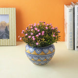 Worli Art Round Ceramic Planter- Yellow