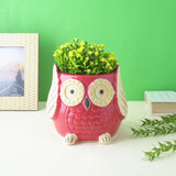 Ceramic Owl Planter- Red