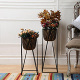 Metal Antique Planter With Stand- Set of 2 - The Decor Mart