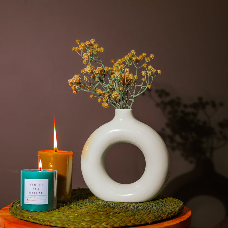 White Donut Ceramic Vase