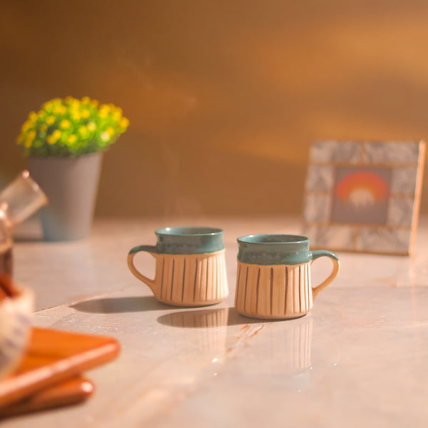 Black Striped Sage Green Ceramic Mug