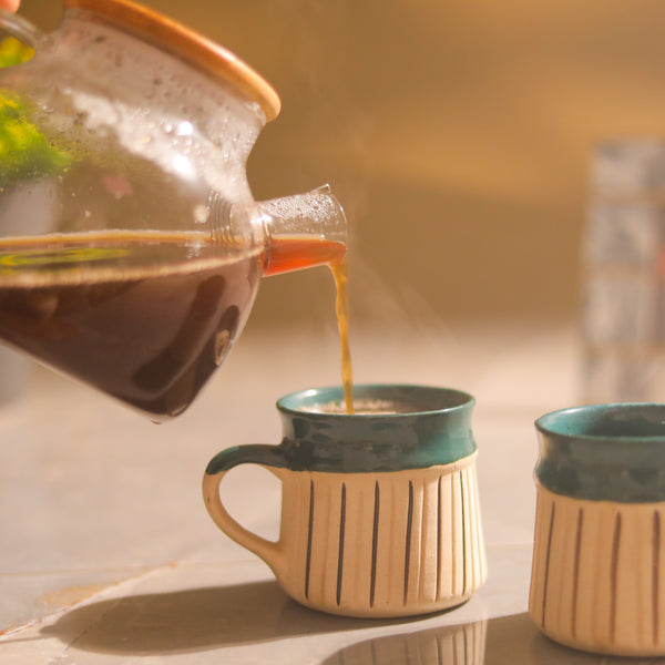 Black Striped Sage Green Ceramic Mug