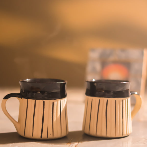Black Striped Black Ceramic Mug