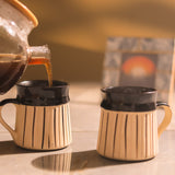 Black Striped Black Ceramic Mug