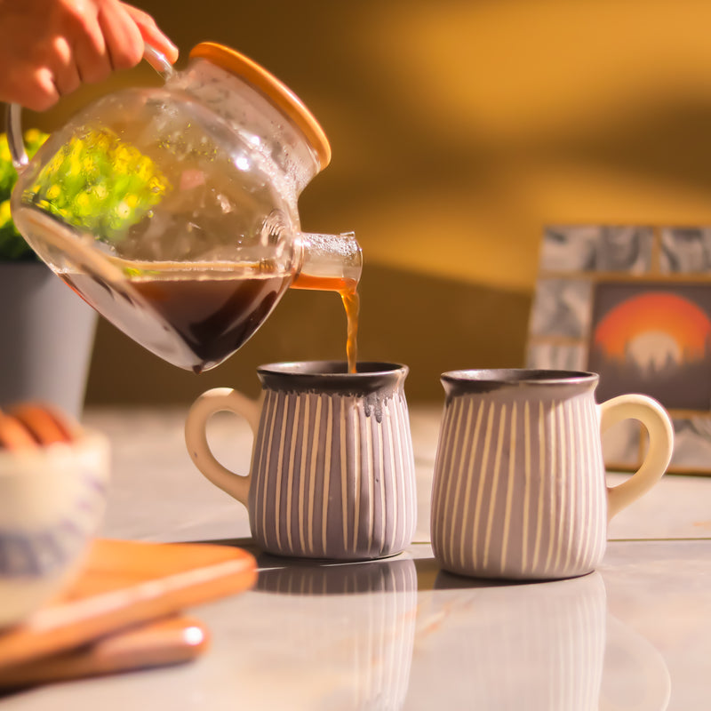 Two-Tone Striped Ceramic Mug