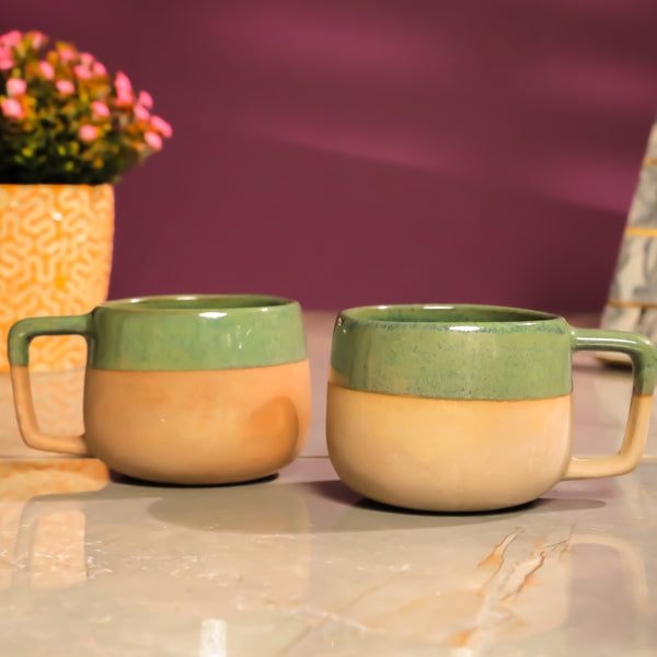 Rustic Green Ceramic Cups