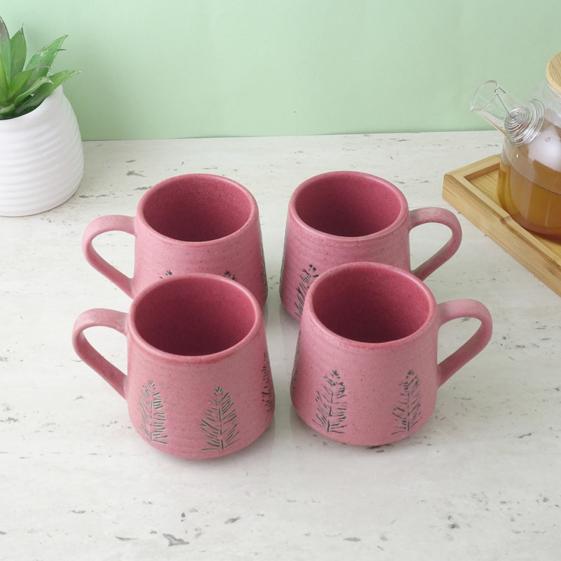 Pink Leaf Impress Ceramic Mug