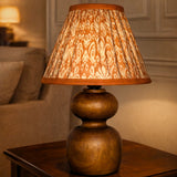 Decorative Wooden Base Table Lamp with Lampshade – Modern Bedside Light for Home & Office(Bulb Included)