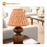 Decorative Wooden Base Table Lamp with Lampshade – Modern Bedside Light for Home & Office(Bulb Included)