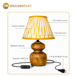 Decorative Wooden Base Table Lamp with Lampshade – Modern Bedside Light for Home & Office(Bulb Included)