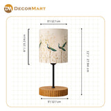 Decorative Wooden Base Table Lamp with Printed Shade – Modern Bedside Light for Home & Office(Bulb Included)