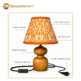 Decorative Wooden Base Table Lamp with Lampshade – Modern Bedside Light for Home & Office(Bulb Included)