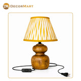 Decorative Wooden Base Table Lamp with Lampshade – Modern Bedside Light for Home & Office(Bulb Included)
