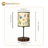 Decorative Wooden Base Table Lamp with Printed Shade – Modern Bedside Light for Home & Office(Bulb Included)