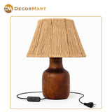 Decorative Wooden Base Table Lamp with Lampshade – Modern Bedside Light for Home & Office(Bulb Included)