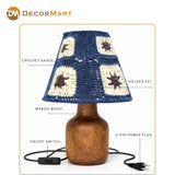 Decorative Wooden Base Table Lamp with Lampshade – Modern Bedside Light for Home & Office(Bulb Included)