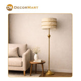 Metal Standing Led Floor Lamp With Macrame Shade (Bulb Included)