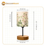 Decorative Wooden Base Table Lamp with Printed Shade – Modern Bedside Light for Home & Office(Bulb Included)