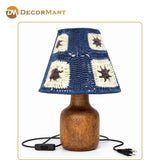 Decorative Wooden Base Table Lamp with Lampshade – Modern Bedside Light for Home & Office(Bulb Included)