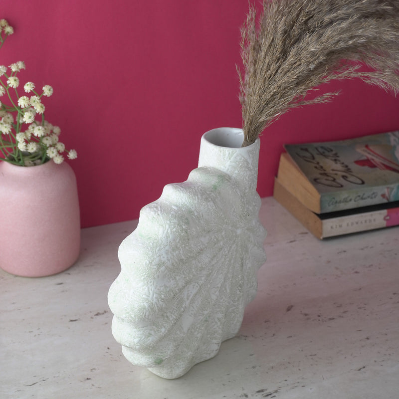 Flower Ceramic Vase- White