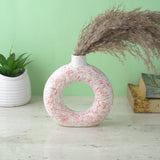 Pink Swatched Donut Ceramic Vase