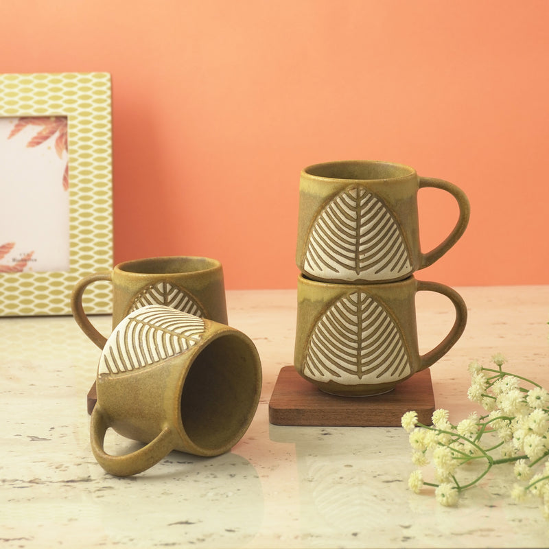 Ceramic Matte Leaf Cups(Brown)