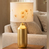 Decorative Metal Table Lamp with Printed Shade for Bedroom, Office & Home (Bulb Included)