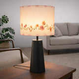 Metal Table Lamp with Floral Printed Fabric Shade