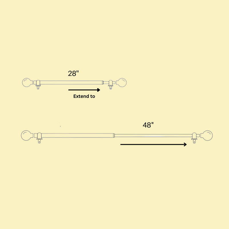 Carved Distressed White Finial Extendable Double Curtain Rod White 19MM (Hardware Included)