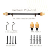 HoneyComb MOP Finial Extendable Curtain Rod Black 19MM (Hardware Included)
