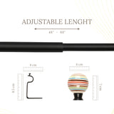 Colour Pop Finial Extendable Curtain Rod Black 19MM (Hardware Included)