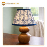 Decorative Wooden Base Table Lamp with Lampshade – Modern Bedside Light for Home & Office(Bulb Included)