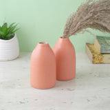 Peach Vertical Ceramic Vase- Set of 2
