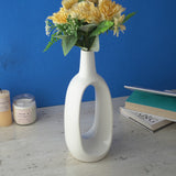 Hollow Glossy Ceramic Vase- White