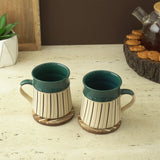 Black Striped Sage Green Ceramic Mug