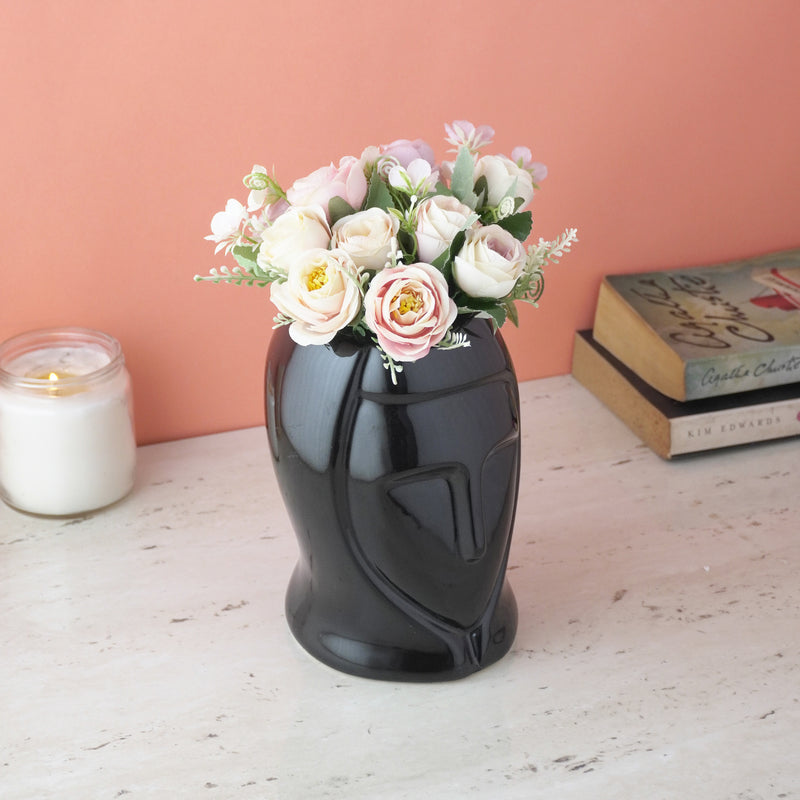 Black Lady Face Ceramic Vase