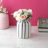 Blue Striped Vertical Ceramic Vase