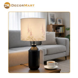 Decorative Metal Table Lamp with Printed Shade for Bedroom, Office & Home (Bulb Included)