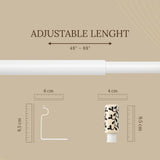 Handpainted Cylinder Ceramic Finial Extendable Curtain Rod White 19MM (Hardware Included)