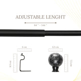 Magnamo MOP Extendable Curtain Rod Black 19MM (Hardware Included)