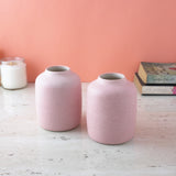 Small Vertical Ceramic Vase- Set of 2 (Pink)