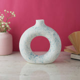 Blue Swatched Donut Ceramic Vase